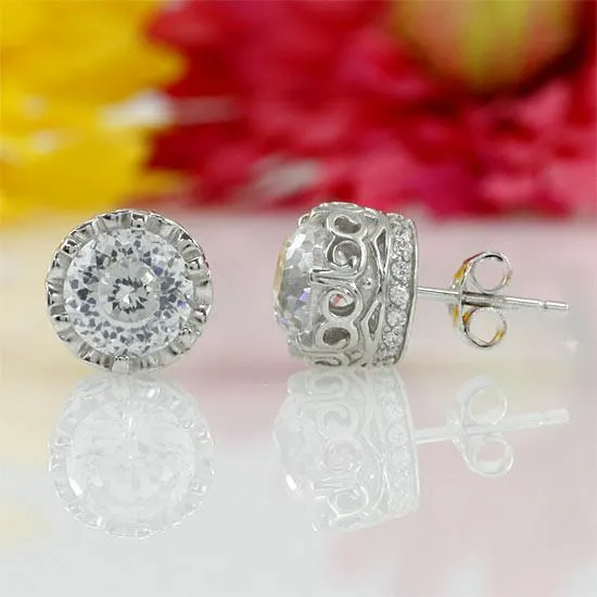 1.5 Carat Vintage Style Stud 925 Sterling Silver Earrings Jewelry