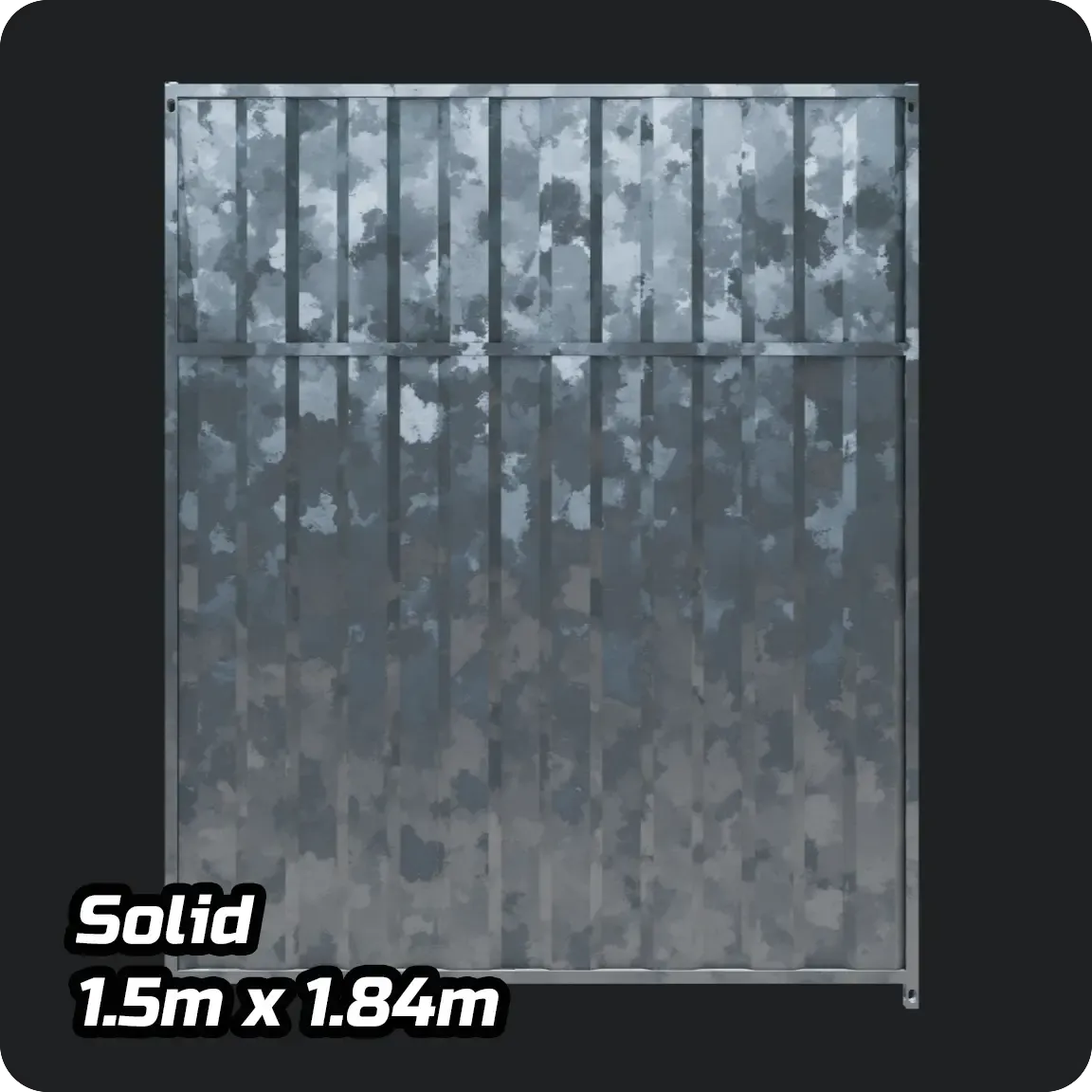 1.5 x 1.84m Full Solid Galvanised Dog Run Panel