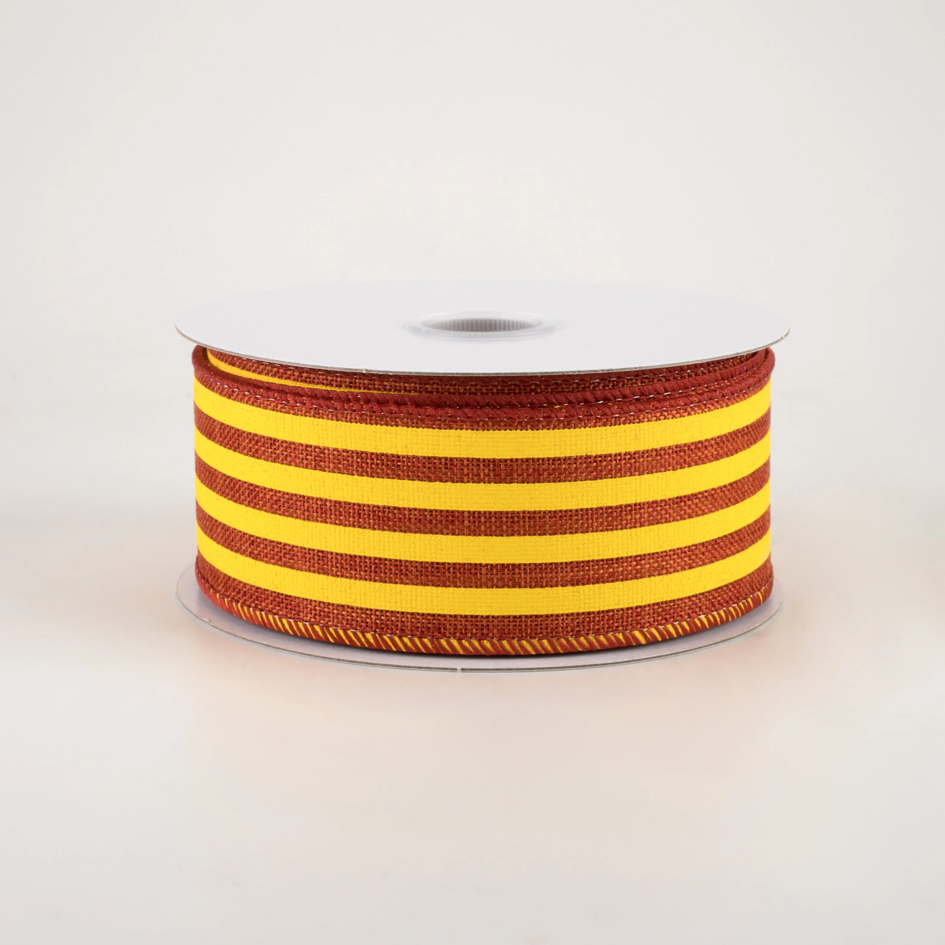 1.5" Cabana Stripes Ribbon: Dark Orange & Yellow (10 Yards)