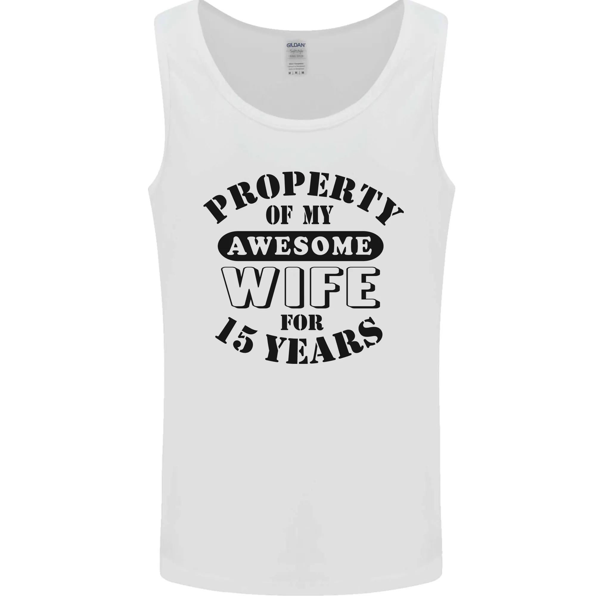 15th Wedding Anniversary 15 Year Funny Wife Mens Vest Tank Top