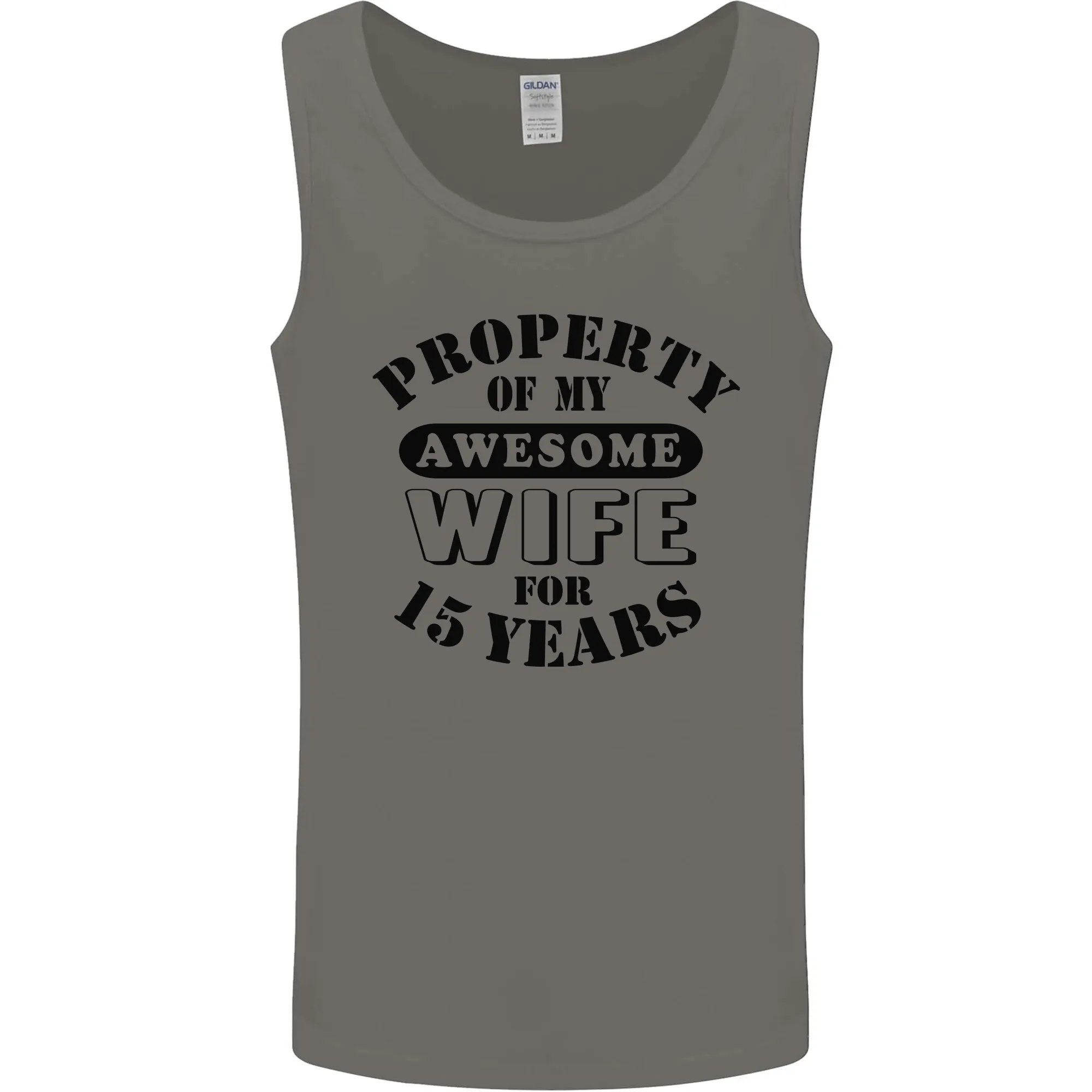 15th Wedding Anniversary 15 Year Funny Wife Mens Vest Tank Top