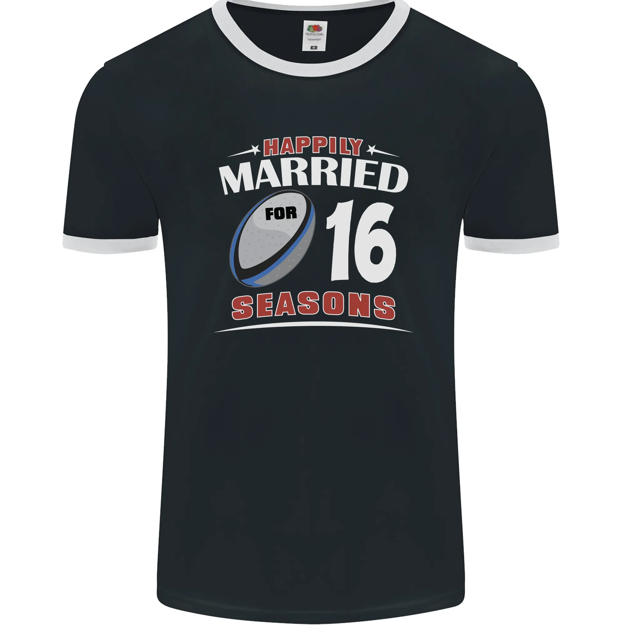 16 Year Wedding Anniversary 16th Rugby Mens Ringer T-Shirt FotL
