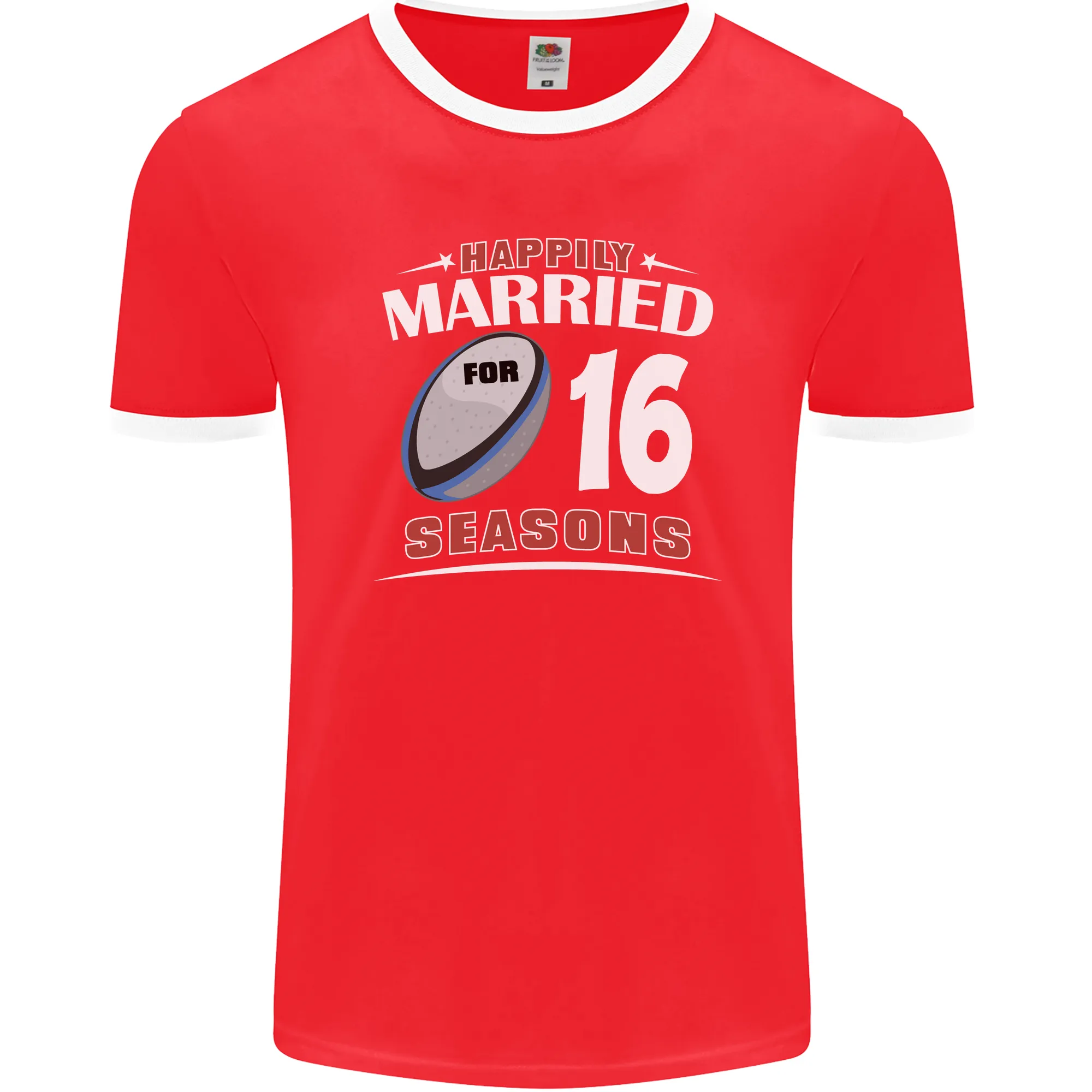 16 Year Wedding Anniversary 16th Rugby Mens Ringer T-Shirt FotL