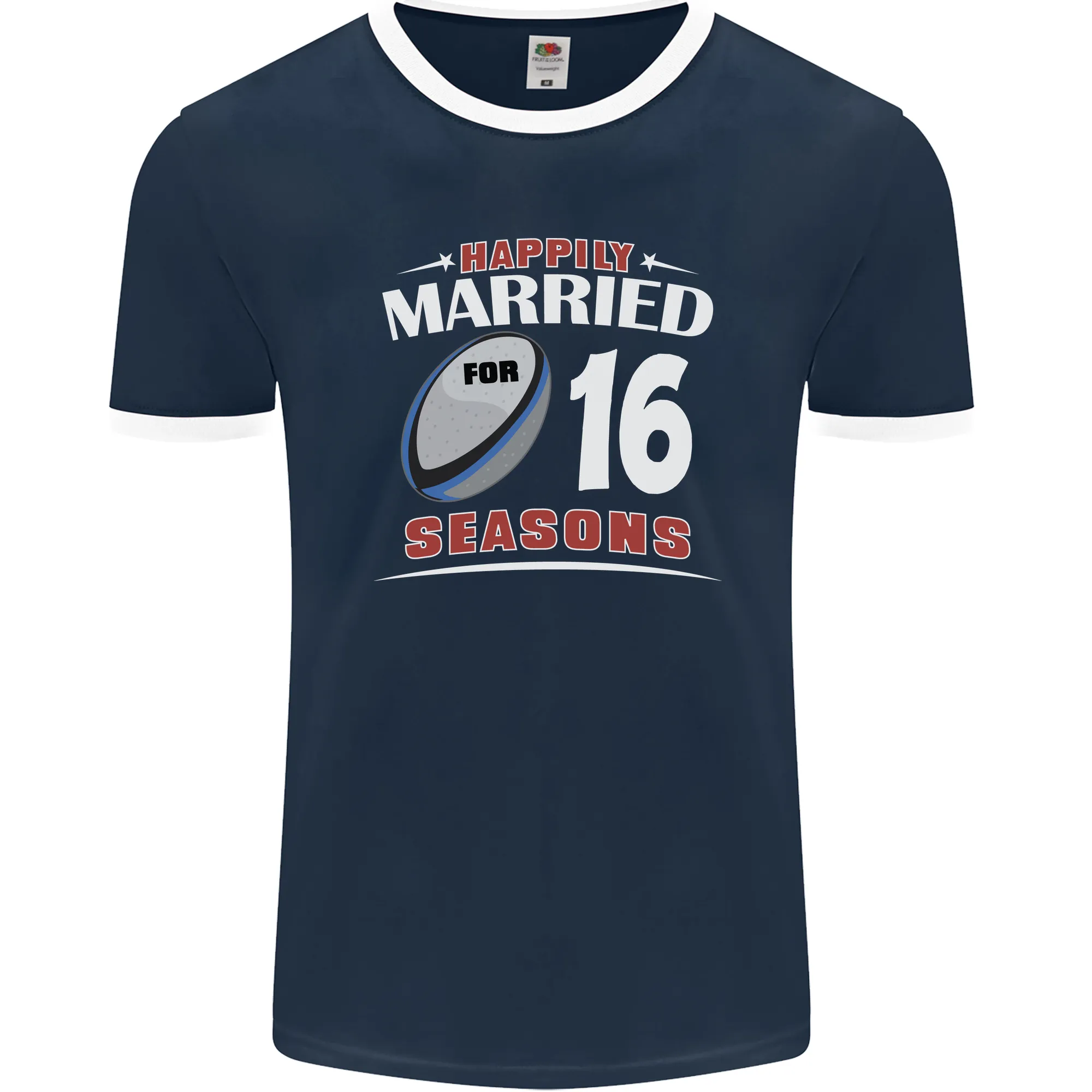 16 Year Wedding Anniversary 16th Rugby Mens Ringer T-Shirt FotL