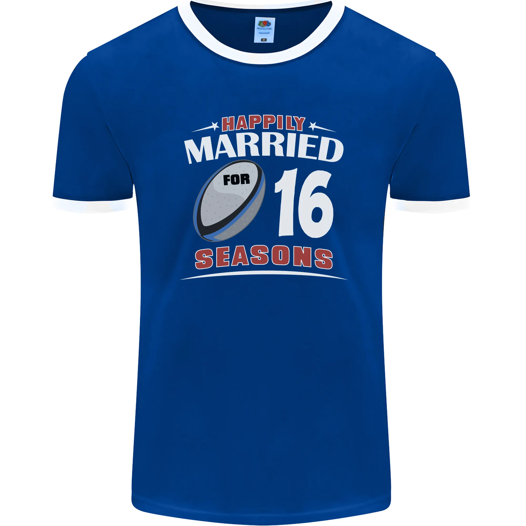 16 Year Wedding Anniversary 16th Rugby Mens Ringer T-Shirt FotL