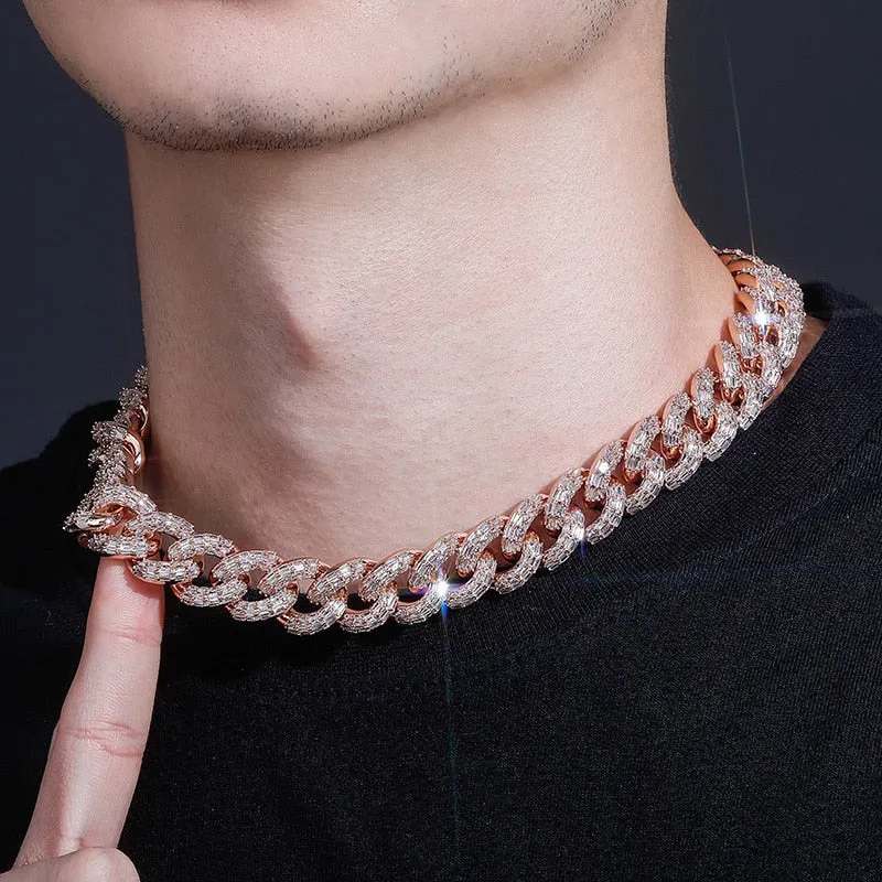 16mm Micro Paved Iced Out Braided Link Necklace