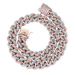16mm Micro Paved Iced Out Braided Link Necklace