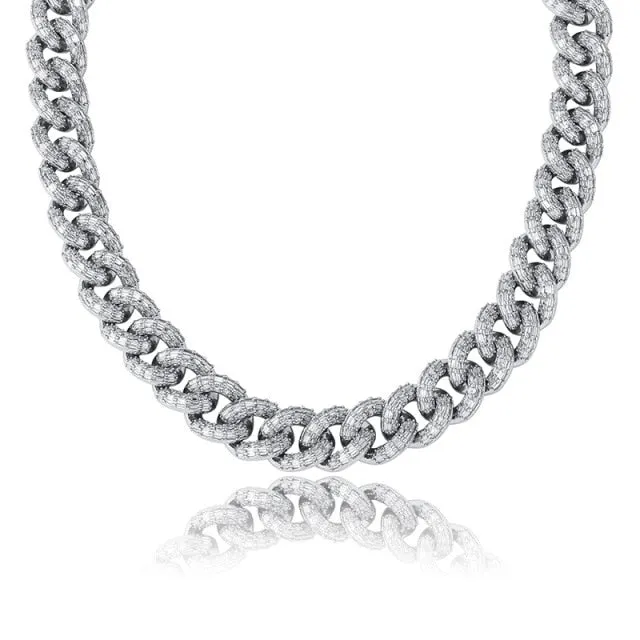 16mm Micro Paved Iced Out Braided Link Necklace