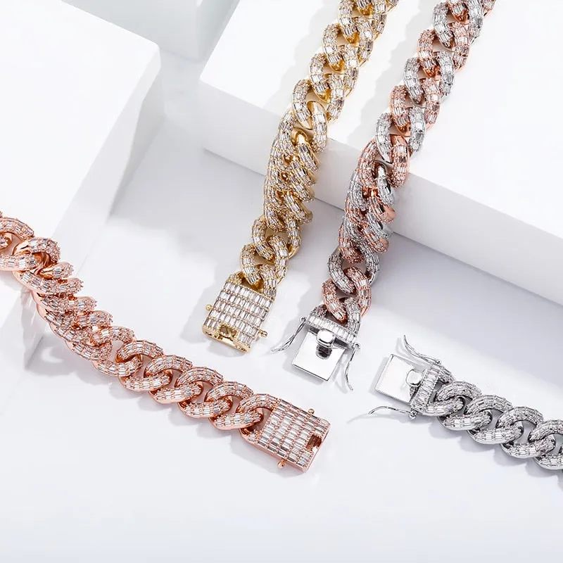 16mm Micro Paved Iced Out Braided Link Necklace