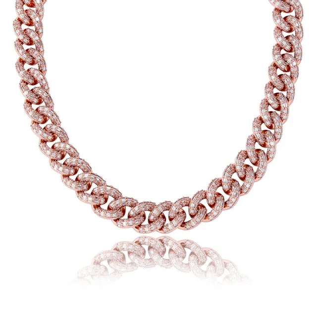 16mm Micro Paved Iced Out Braided Link Necklace