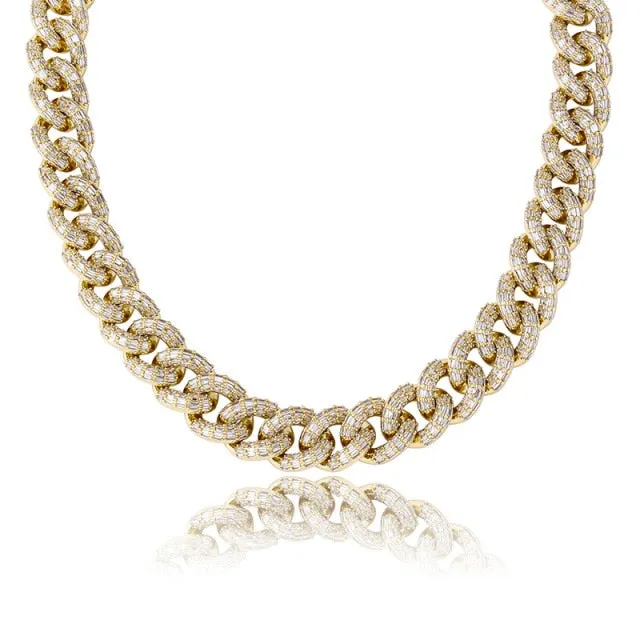 16mm Micro Paved Iced Out Braided Link Necklace
