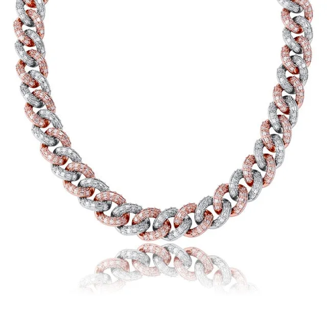 16mm Micro Paved Iced Out Braided Link Necklace