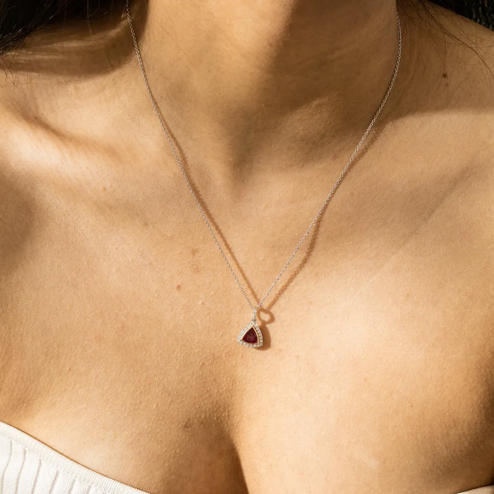 18ct White & Rose Gold Tourmaline & Diamond Pendant