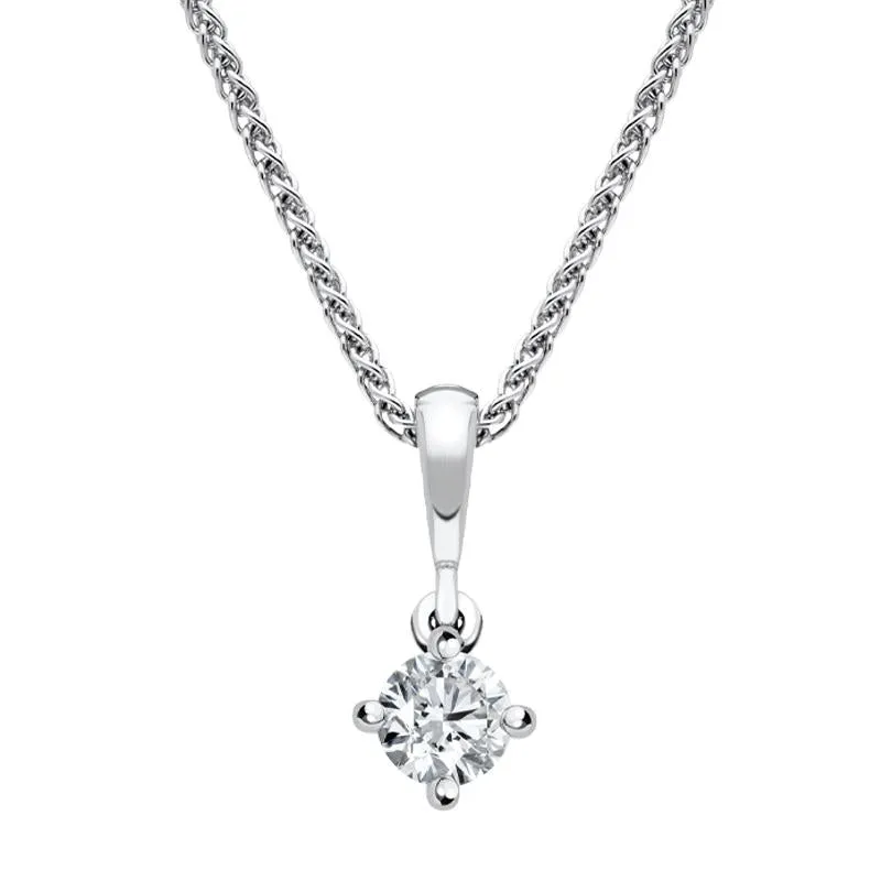 18ct White Gold 0.25ct Diamond Brilliant Cut Solitaire Necklace