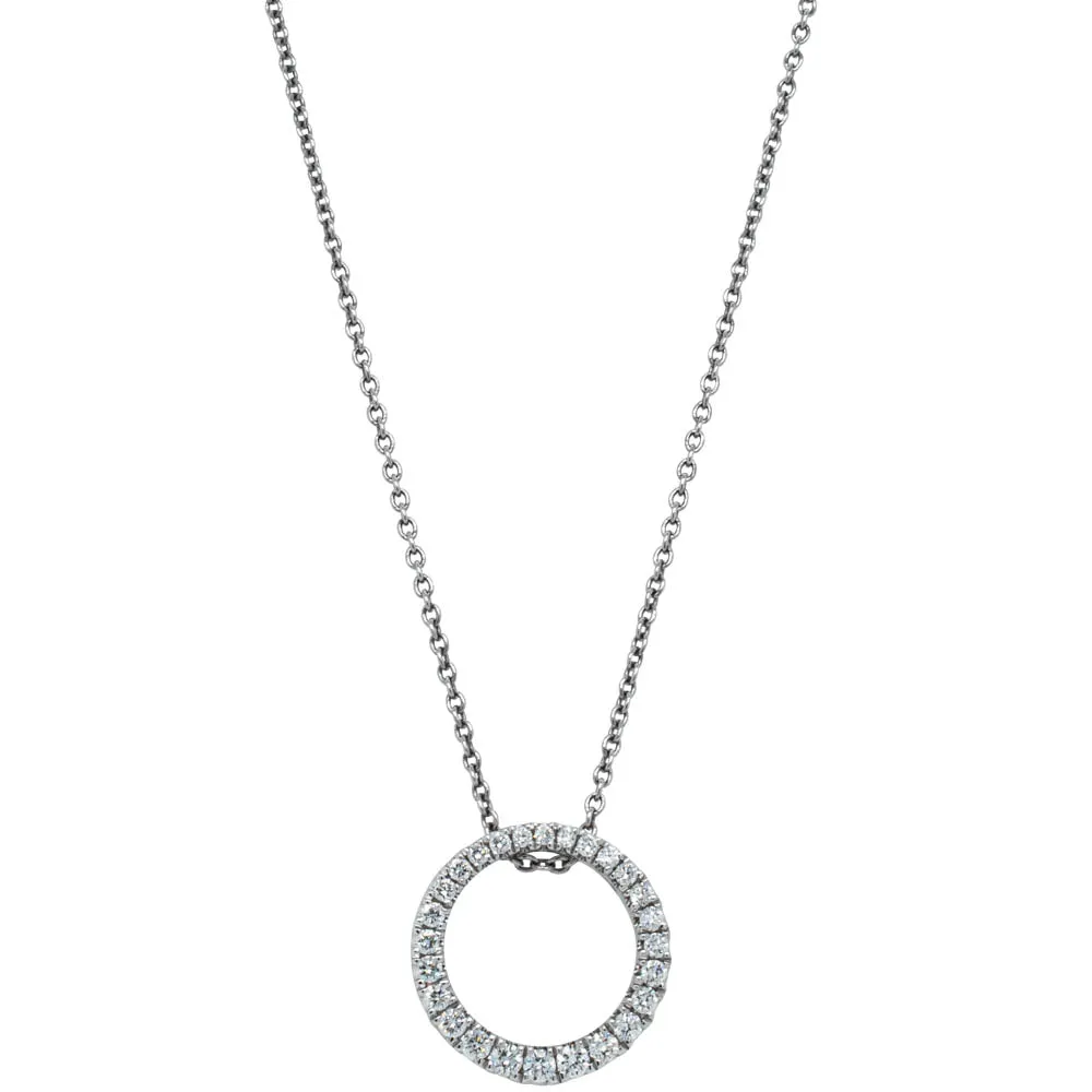 18ct White Gold .36ct Diamond Circle Pendant