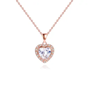 18K Rose Gold Plated Crystal Heart Necklace
