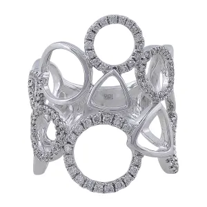 18k White Gold Multishape Openwork Pave Diamond Ring