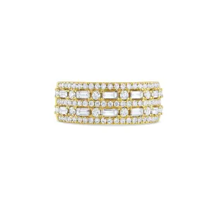 18k Yellow Gold 1.01ctw Diamond Baguette Round Band Ring