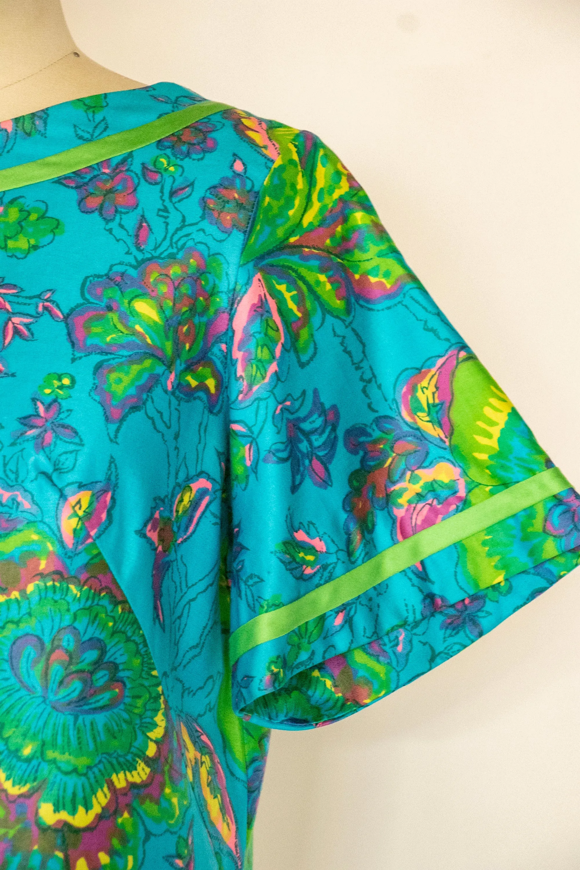1960s Dress Printed Cotton Shift M