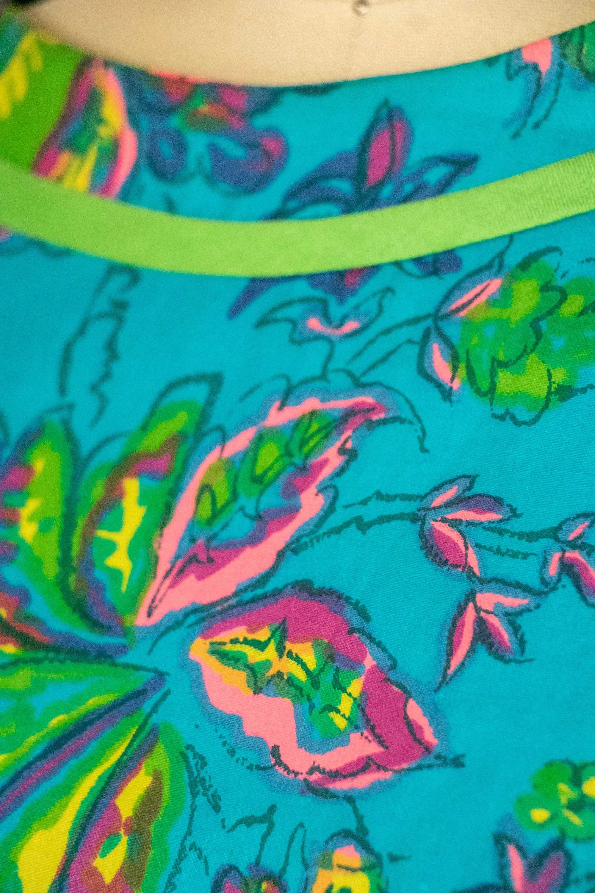 1960s Dress Printed Cotton Shift M