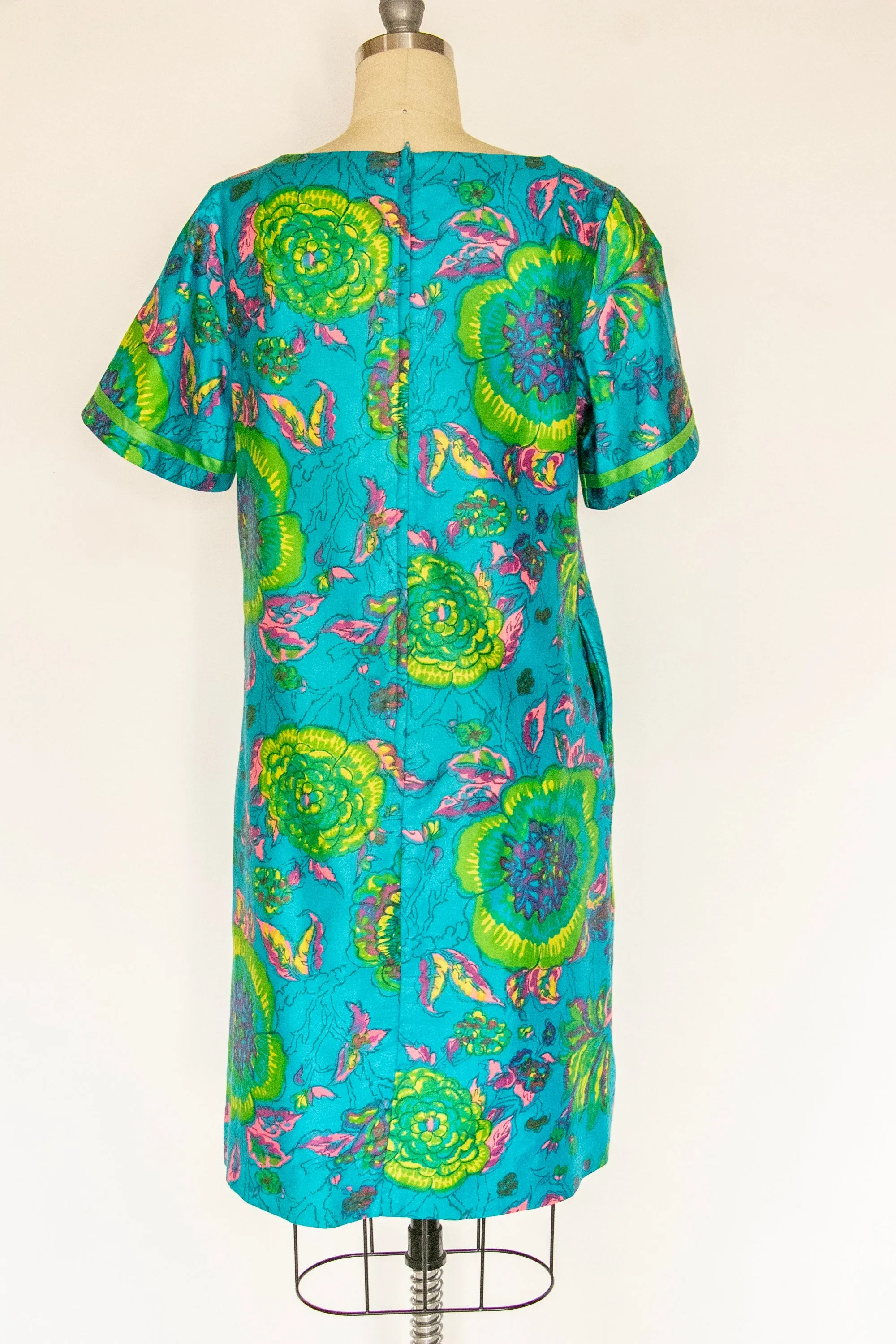 1960s Dress Printed Cotton Shift M