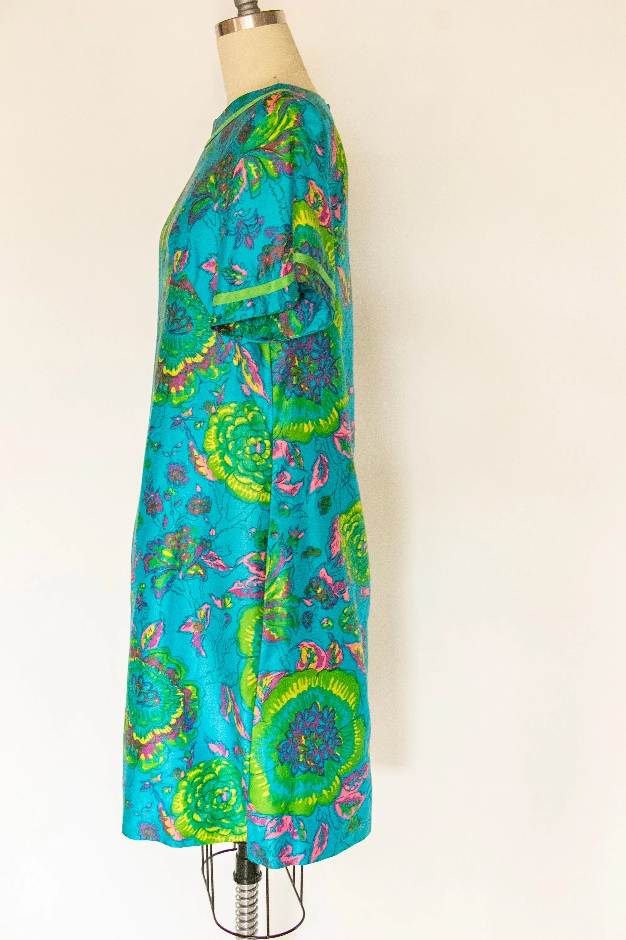 1960s Dress Printed Cotton Shift M