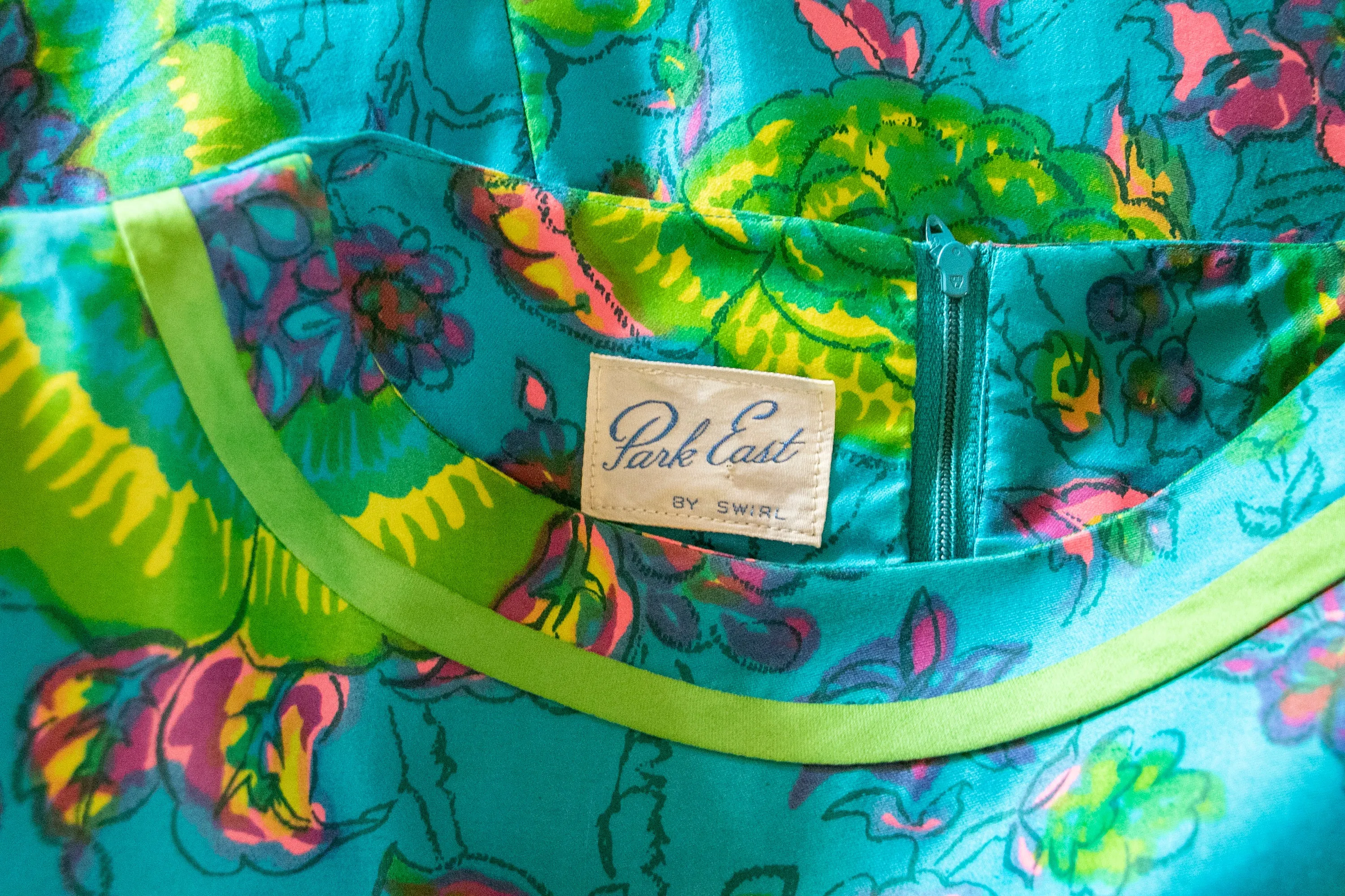 1960s Dress Printed Cotton Shift M