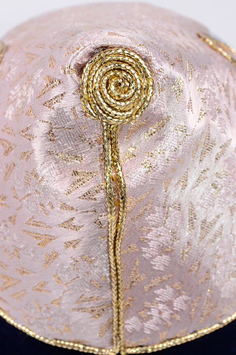 1960s Howard Hanlon Purple & Pink Pointed Fez Hat w/ Gold Tassels