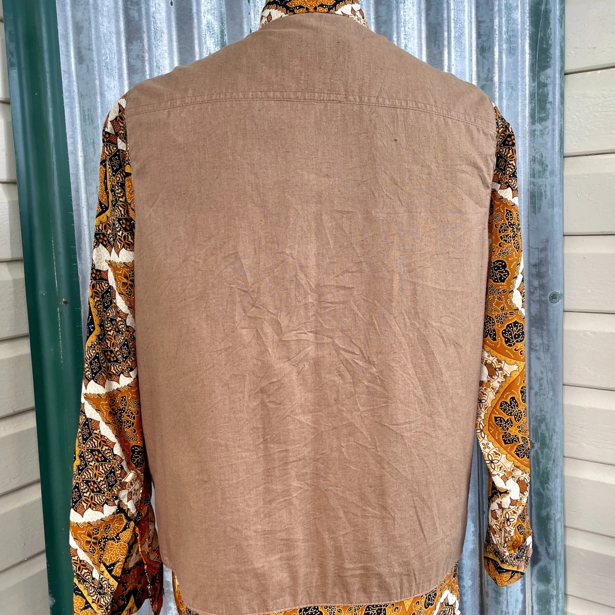 1980s Vintage Leather Utility Vest Tan Pockets Sz XXL - OOAK