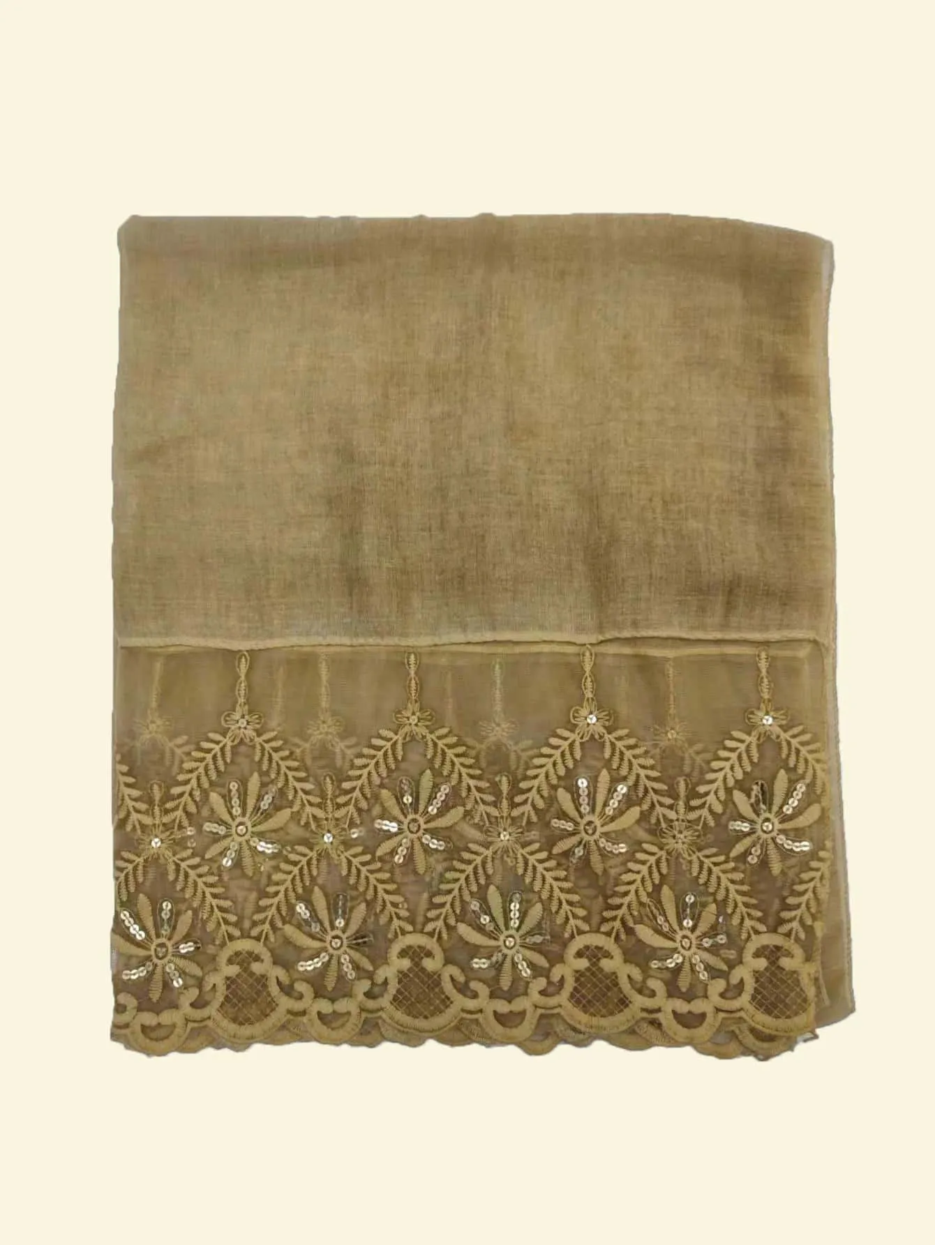 1pc Women Floral Embroidered Sequin Decor Fashionable Scarf For Daily Decoration