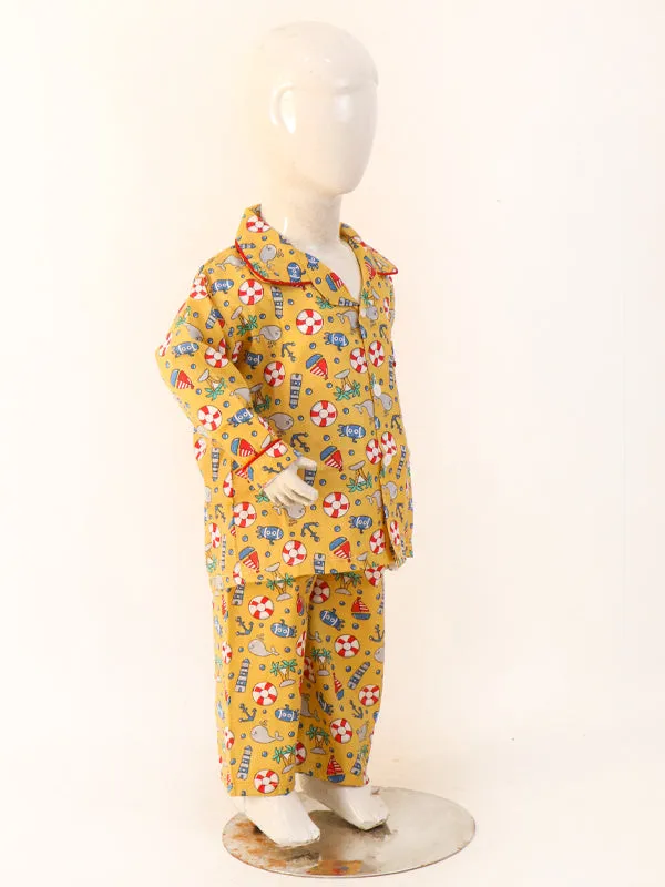1Yrs - 5Yrs Ship Yellow Cotton Night Suit For Kids NG BNS07