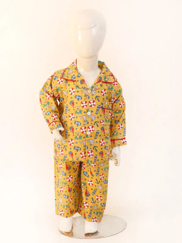 1Yrs - 5Yrs Ship Yellow Cotton Night Suit For Kids NG BNS07