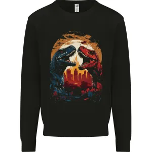 2 Dinosaurs With a Moon Backdrop T-Rex Lizard Mens Sweatshirt Jumper