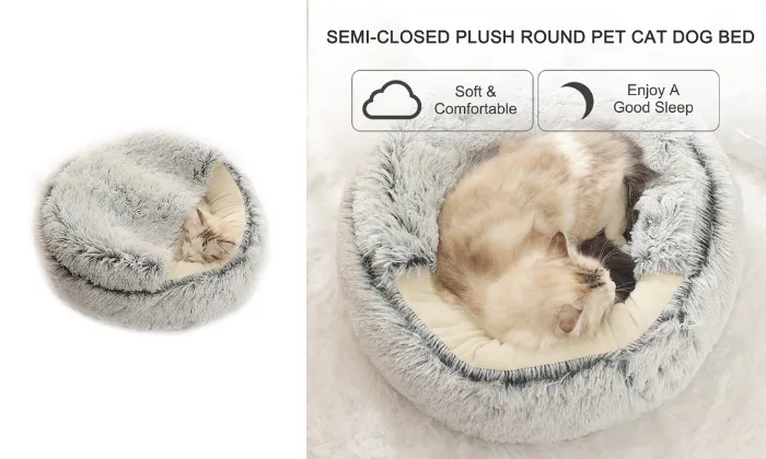 2-in-1 Round Plush Pet Sofa - Small