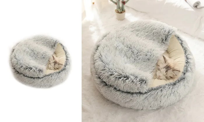 2-in-1 Round Plush Pet Sofa - Small