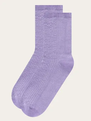 2-pack colorblock lurex rib socks - Deep Purple
