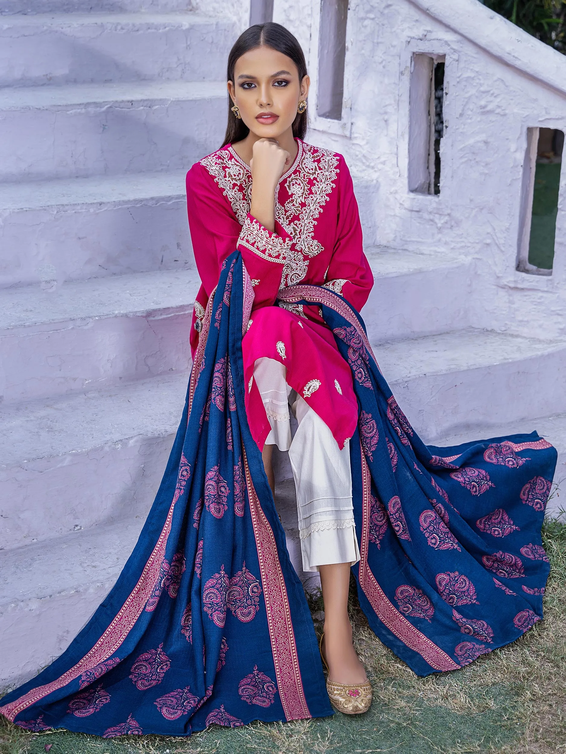 2 Piece Khaddar Suit-Embroidered (Pret)
