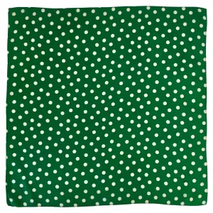 2000s miu miu Polka Dot Silk Green Scarf with hand rolled edges