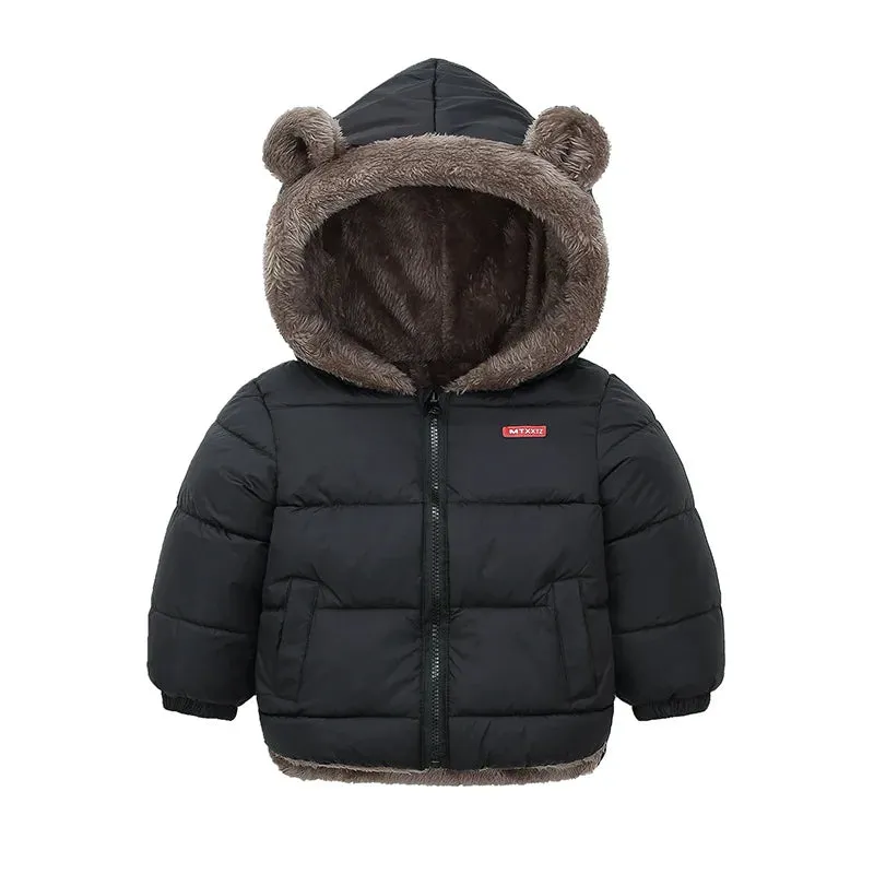 2024 Children's Down Cotton Coat Boys Padded Thickened Casual Jacket Winter New Girls Warm Cute Solid Color Clothing 2-6 Years