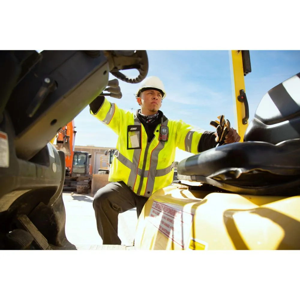 212 Performance VSTPREM-8810 Premium Multi-Purpose Hi-Viz Safety Vest with Windowed Badge Pocket, Large Yellow;Reflective Gray