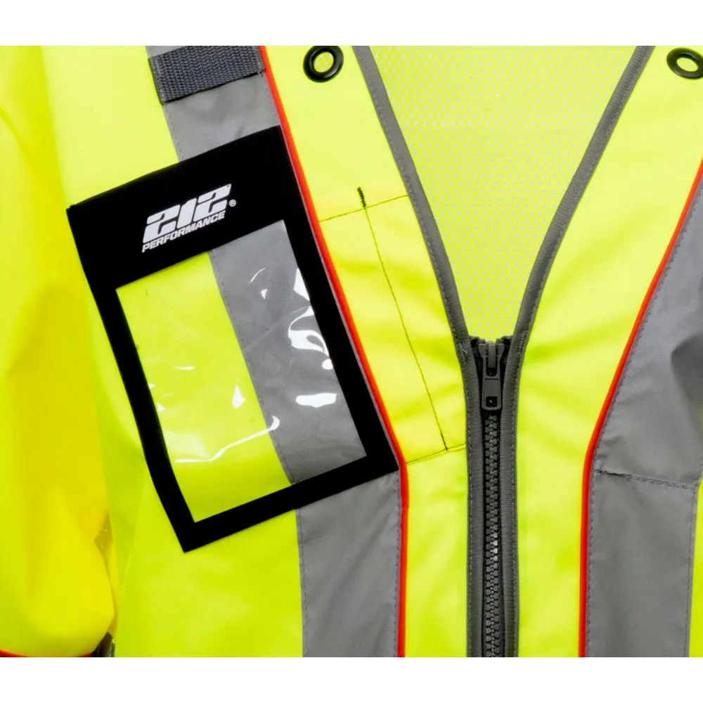212 Performance VSTPREM-8810 Premium Multi-Purpose Hi-Viz Safety Vest with Windowed Badge Pocket, Large Yellow;Reflective Gray