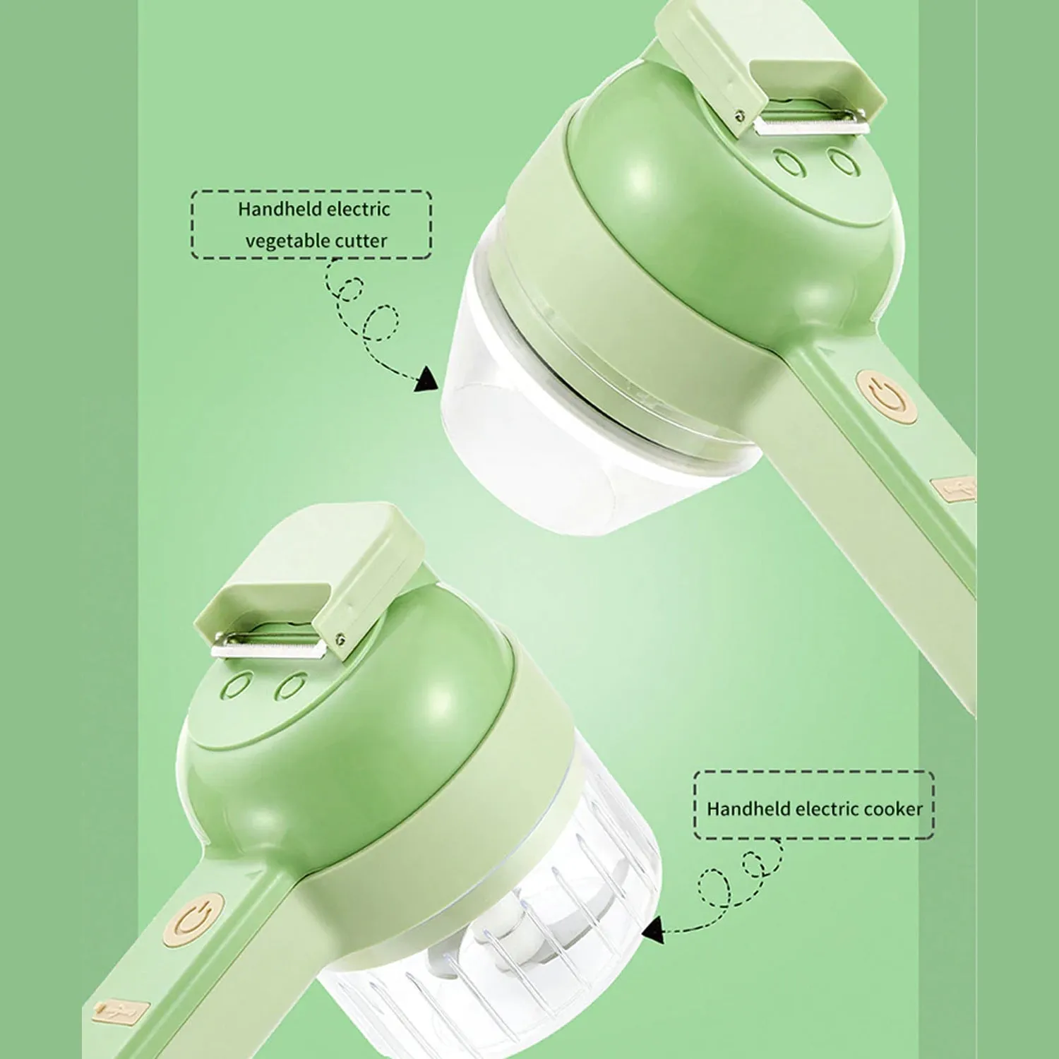 2284   4 in 1 Handheld Electric Vegetable Cutter Set, Multifunction Mini Chopper Food Processor, Wireless Electric Garlic Mud Masher, for Garlic, Chili ,Onion, Ginger