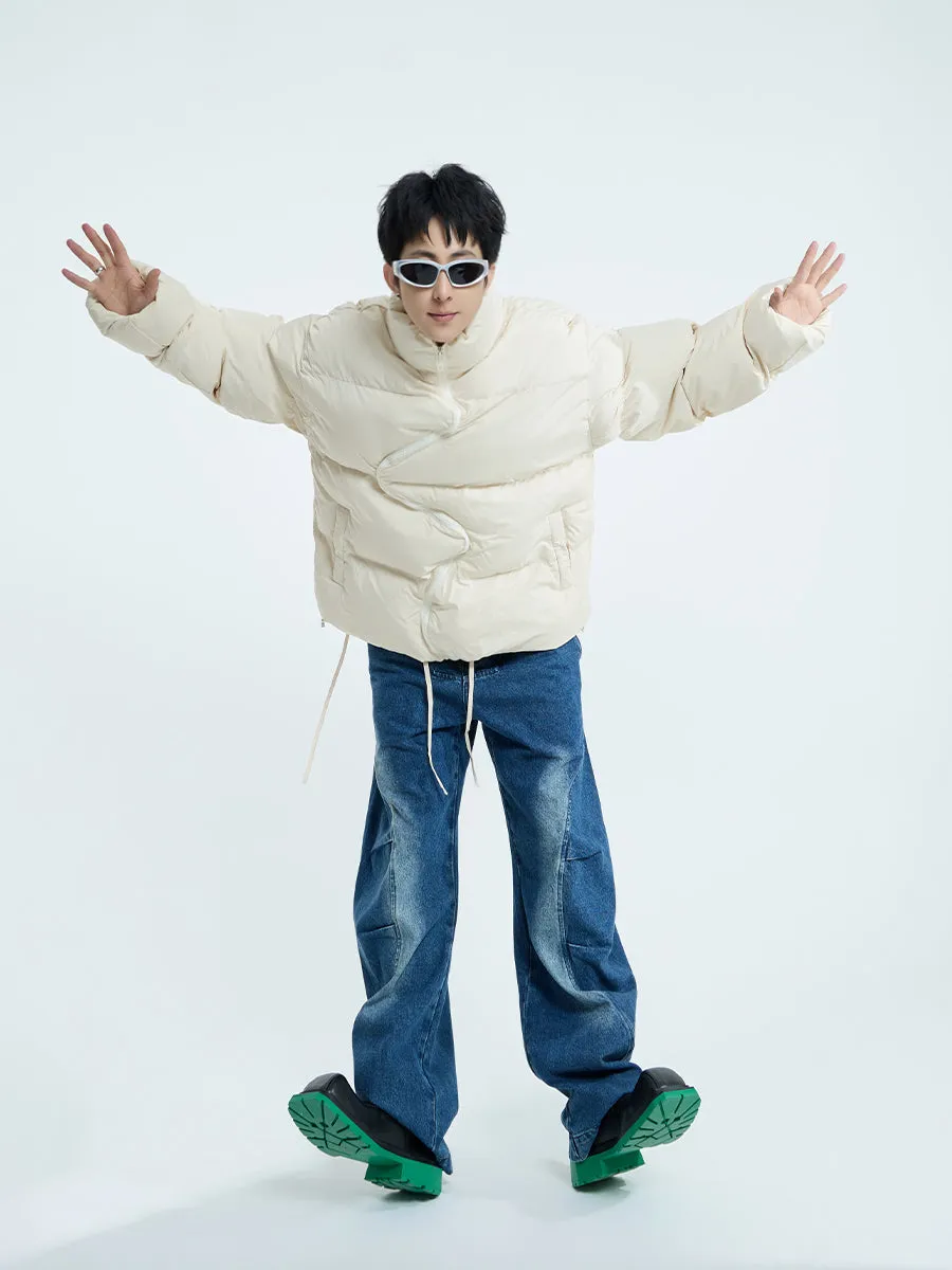 【23s September.】Irregular Zipper Design Padded Jacket -L