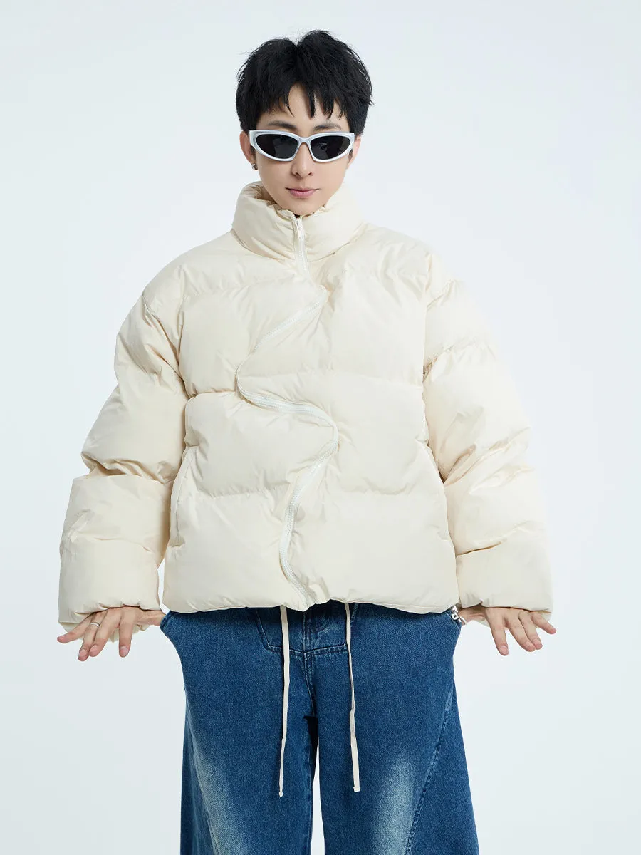 【23s September.】Irregular Zipper Design Padded Jacket -L