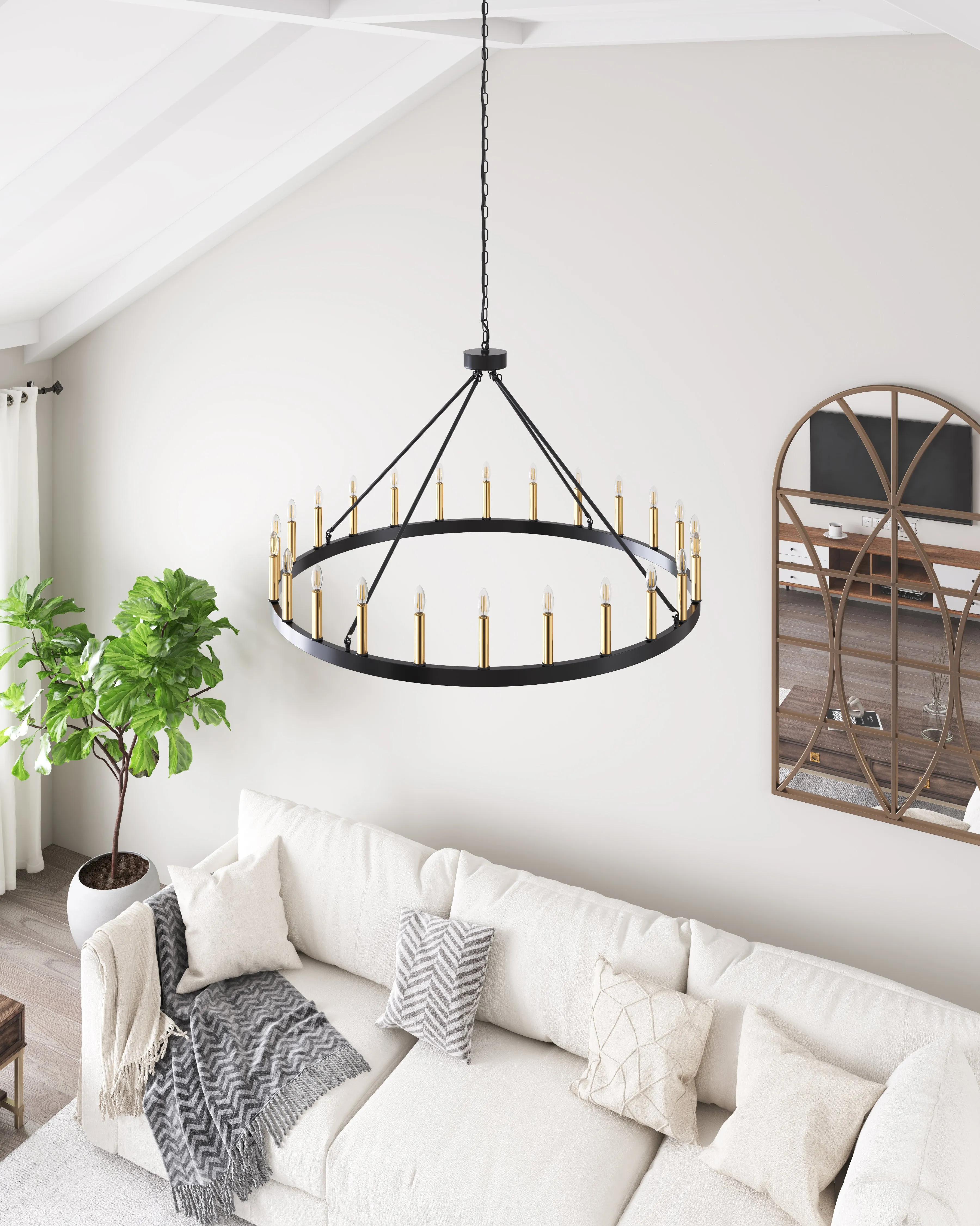 24-Lights Light Luxury Wagon Wheel Chandelier