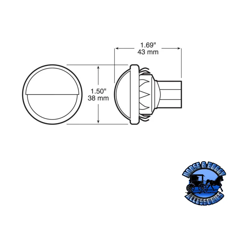 298C White LED License Light, Round, Chrome, 1.50″ Dia.