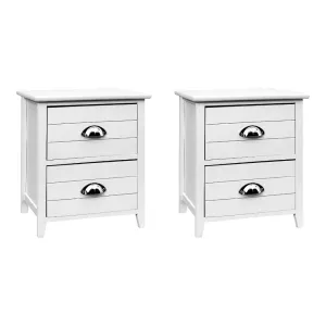 2x Bedside Table Nightstands 2 Drawers Storage Cabinet Bedroom Side White