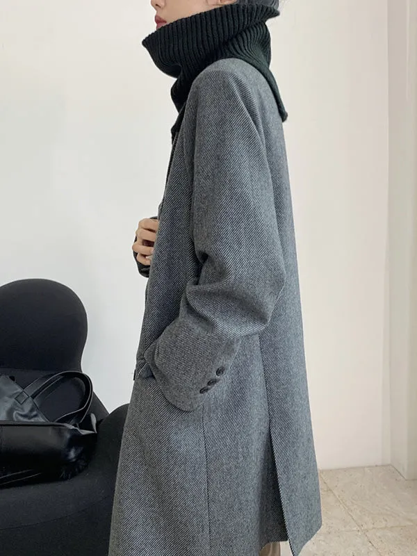 3 Colors Simple High-Neck Asymmetric Knitted Scarf