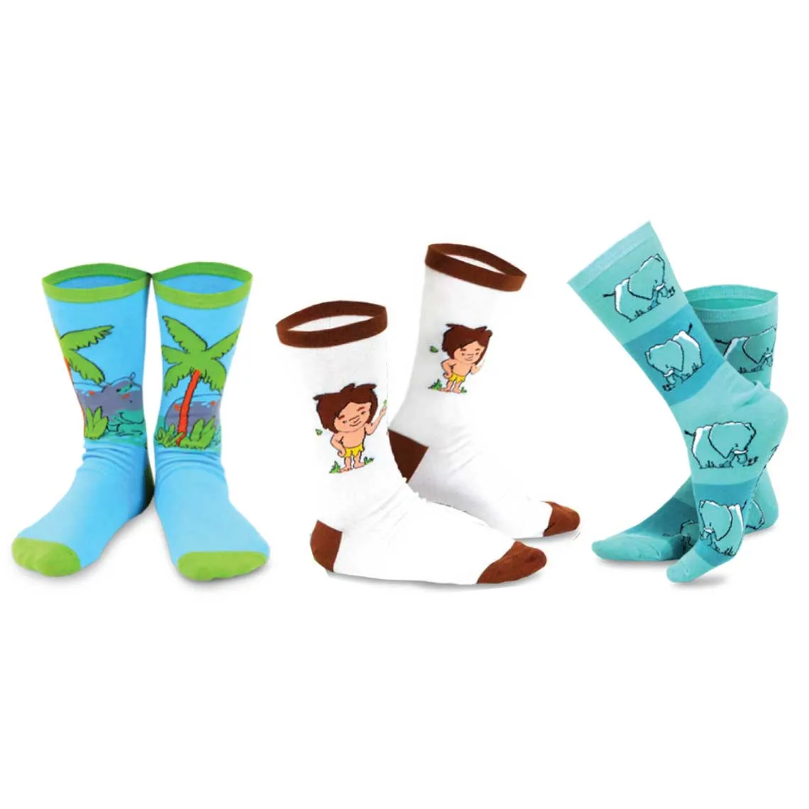3 Pair Safari Animal Crew Socks