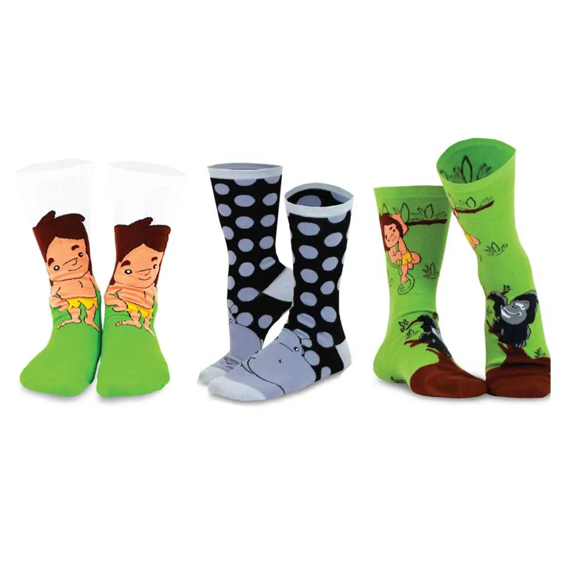3 Pair Safari Animal Crew Socks